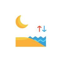 A flat icon of a beach with a sun and a moon vector