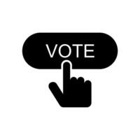 A hand pressing a button with the word vote vector