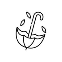 upside down umbrella icon with falling leaves.autumn theme icon.perfect for web design, mobile, print, etc. isolated on white background vector