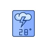 A weather icon with a lightning bolt and a cloud vector