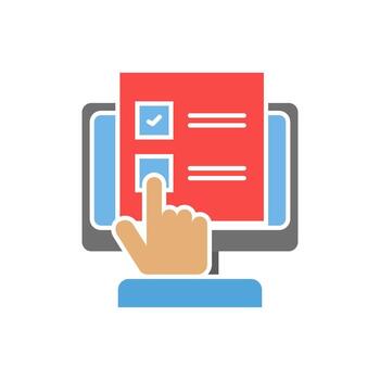 un mano es participación un cheque caja en un computadora pantalla vector