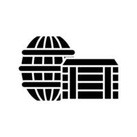 A black and white image of a barrel and a globe vector