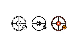Four different icons of a crosshair and a check mark vector