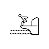 Icon man Sport Training Athletic Swimmer Jump in Pool from Board, isolated on white background. design logo illustration can be used for web, mobile,etc. vector