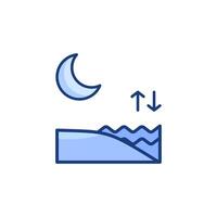 A blue line icon of a wave and a moon vector