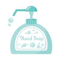 liquid hand soap bottle container with bubbles isolated icon vector