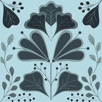 Seamless pattern with flowers and berries in blue colors. Illustration a of a floral composition. Can be used for fabric textile tiles wrapping paper vector