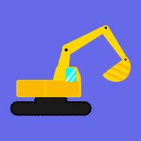 Cute Yellow and Orange Excavator with Rounded Edges in Flat Style vector