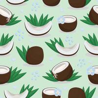 Bright coconut seamless pattern, colorful endless background vector