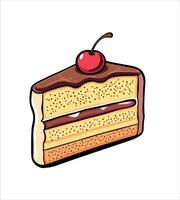 a piece of cake with a cherry on top of it vector