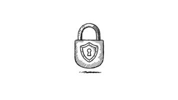 Handdrawn Lock Icon Illustrating Key Concepts of Security Safeguards video
