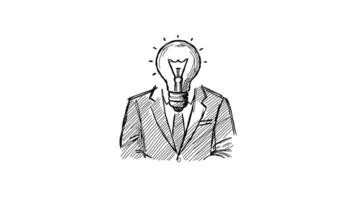 Innovative Business Concept Featuring a Light Bulb for a Head video