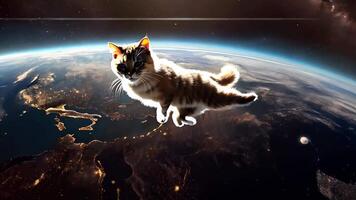 Cosmic Cat Floats Above Earth video