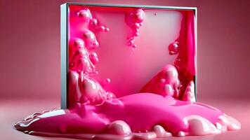 Glossy Pink Liquid Oozing from Geometric Frame video