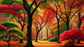A Stunningly Vibrant Autumn Forest Landscape Bursting with Color video