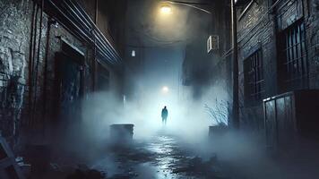 A Mysterious Foggy Alley Inviting Exploration on a Chilling Night video
