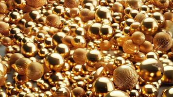 Cluster of Shiny Golden Spheres with Textured Variants video