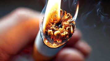 Close-Up of Burning Cigarette Tip with Intense Ember video