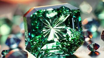 A Stunning Green Gemstone Surrounded by Sparkling Crystals video