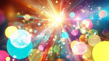 A Vibrant Abstract Design Featuring Light Rays and Bokeh Effect video