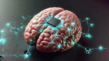 A Futuristic Brain, Enhanced with a Computer Chip and Circuitry video