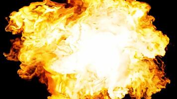 Bright fiery explosion erupting against a dark background video
