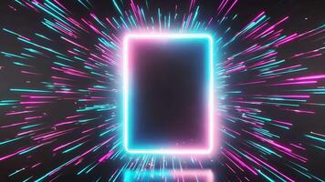 Neon Glowing Frame with Explosive Light Streaks video