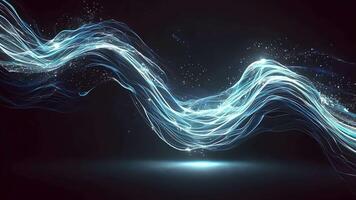 Abstract Light Waves with Sparkles on Dark Background video