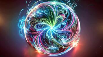 A Vibrant Abstract Swirl Globe Featuring Colorful Lights and Effects video