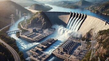 A Beautiful Aerial View of a Modern Hydroelectric Dam That Generates Power Effectively video