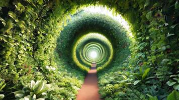 An Enchanting Tunnel of Lush Greenery That Graciously Leads Towards a Bright Source of Light video