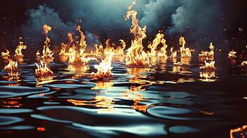 Captivating Fiery Reflections Dancing on the Waters Surface Creating Dramatic Visuals video