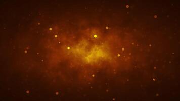Abstract background illuminated in the center and yellow particles in the air video