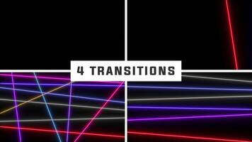 4 Transitions with luminous lines from black to green video