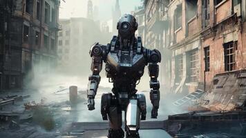 Advanced Combat Robot in Post-Apocalyptic Ruins video