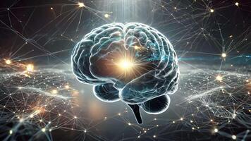 Illuminated Brain Connected to a Neural Network video