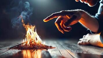 Man Controlling a Small Flame with Focus video