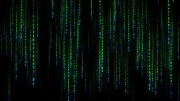 Binary numbers and digital codes vertically on a black background video