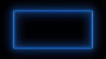 Rectangular glowing neon background on black video
