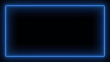 Rectangular frame of blue light like neon on a black background video