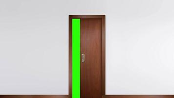 Chroma key behind the sliding door that opens into the room video