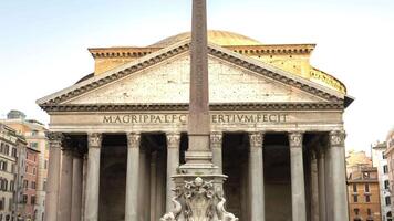 Famous Pantheon with white columns built in center of Rome video
