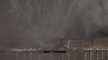 Incredible fireworks launched in air spreading dense smoke video