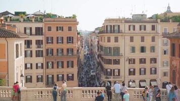 Tourists enjoy architecture of Rome on observation deck video