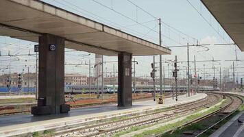 Train departs from Termini railway station on sunny day video