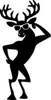 A deer with sunglasses is shown in silhouette vector