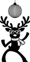 A black and white illustration of a reindeer with sunglasses vector