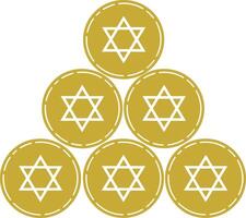 A pyramid of gold coins with the star of david vector