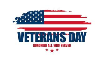 Veterans Day Background Design with American Flag on white background. vector