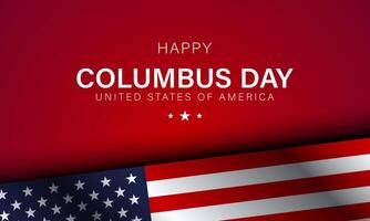 Columbus Day Background Design with American flag on red background. vector